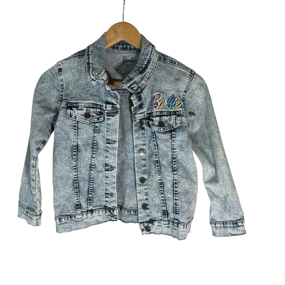 Barbie Acid Wash Embroidered Acid Wash Girls' Denim Jacket Sz‎ M (7-8)